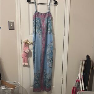 Gianni Bini Blue and Pink Maxi Dress